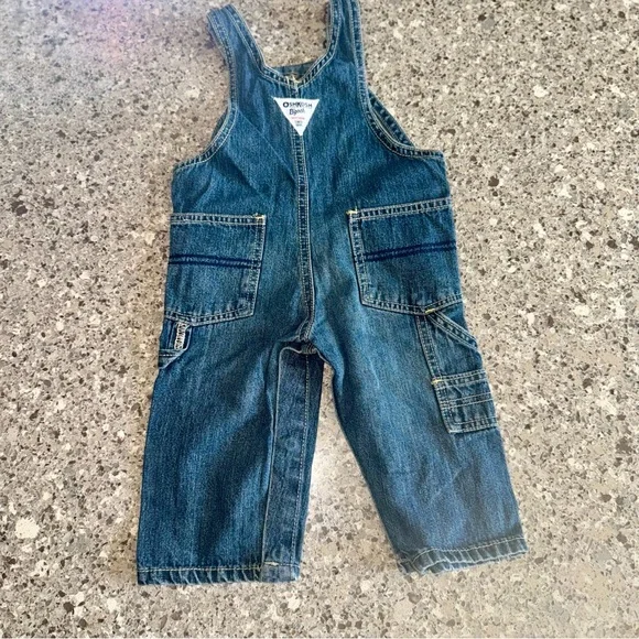 OshKosh B'gosh Blue Denim Overalls Size: 9M - Picture 2 of 5